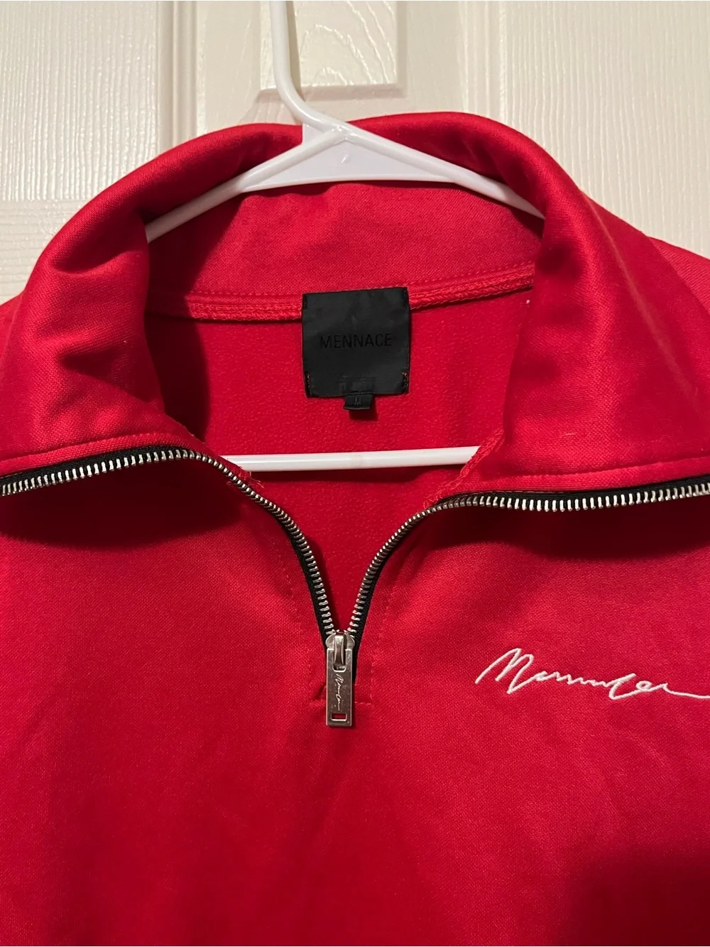 Mennace Unisex Red Quarter-Zip Performance Sweater